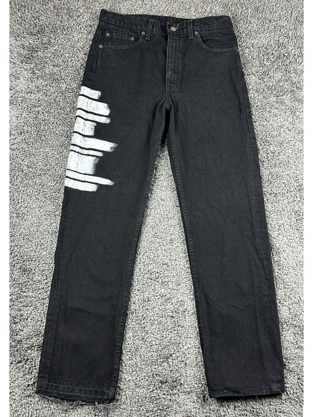 Vintage Levis 505 Jeans Mens 34x30 Black Made In USA Painted Distressed Grunge